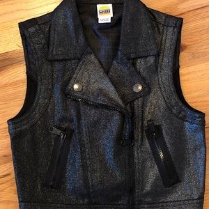 Fabulous funky shimmery black moto vest